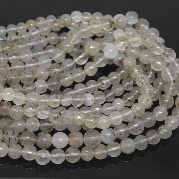 Natural Black Moss Quartz Smooth Polished Round Beads Ball Strand 5mm 6mm 13" - Jalvi & Co.