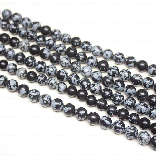 Natural Black Obsidian Smooth Round Beads 8mm 8.5mm 14inches - Jalvi & Co.