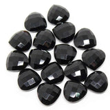 Natural Black Onyx Faceted Heart Briolette Front Drilled Loose Beads 2pc 14mm