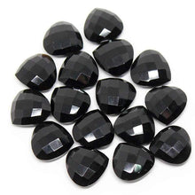 Load image into Gallery viewer, Natural Black Onyx Faceted Heart Briolette Front Drilled Loose Beads 2pc 14mm - Jalvi &amp; Co.