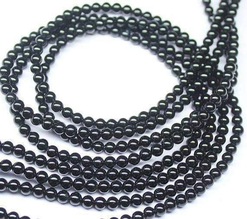 Natural Black Onyx Smooth Round Beads 4mm 16inches - Jalvi & Co.