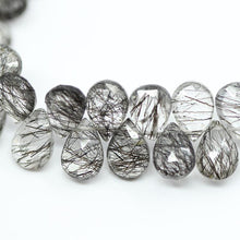 Load image into Gallery viewer, Natural Black Rutile Quartz Faceted Pear Drop Beads 8mm 9.5mm 8inches - Jalvi &amp; Co.