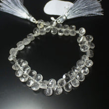 Load image into Gallery viewer, Natural Black Rutile Quartz Faceted Pear Drop Beads 8mm 9mm 8.5inches - Jalvi &amp; Co.