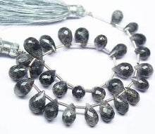 Load image into Gallery viewer, Natural Black Rutile Quartz Tear Drops Briolette Beads Strand, 8 inches, 8-12mm - Jalvi &amp; Co.