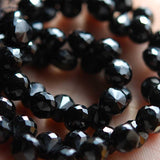 Natural Black Spinel Faceted Onion Beads 7mm 3inches