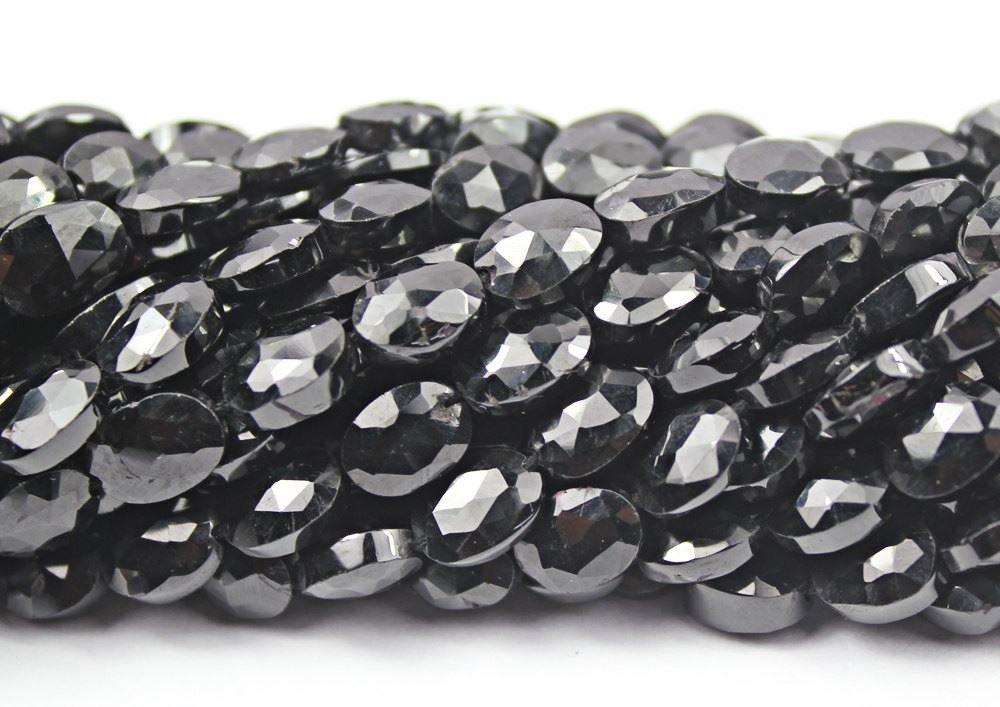 Natural Black Spinel Faceted Oval Loose Gemstone Spacer Beads Strand 7mm 14" - Jalvi & Co.