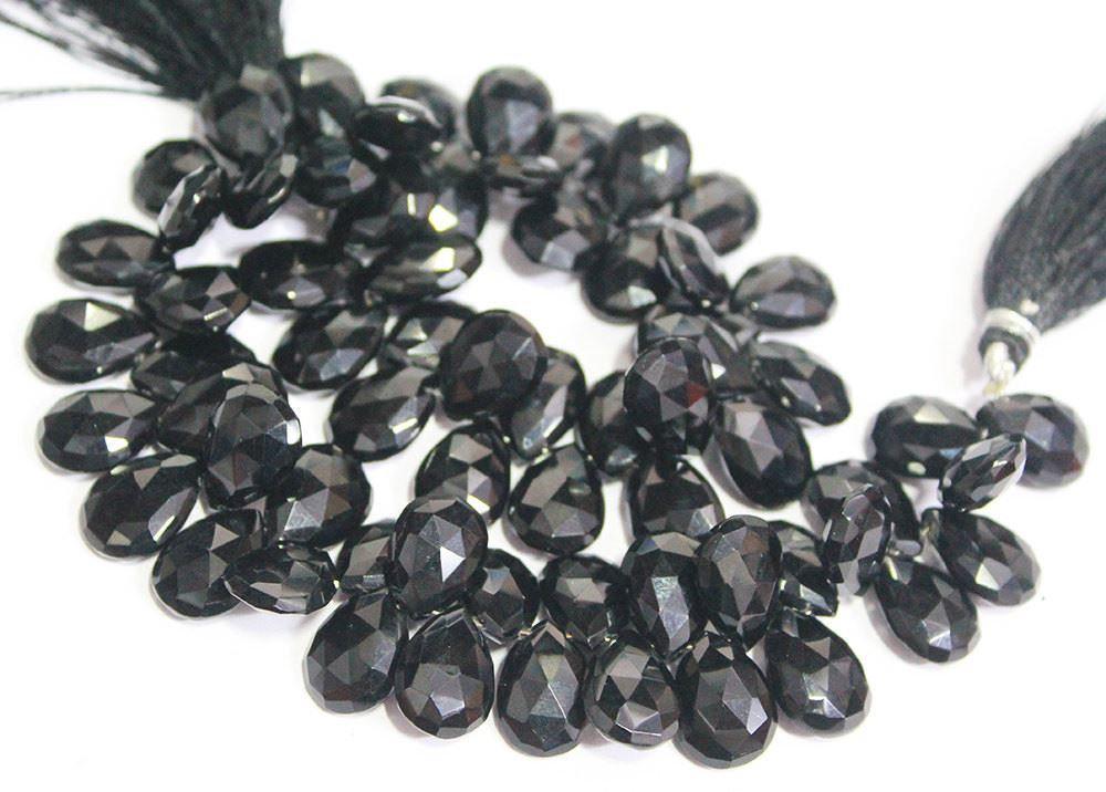 Natural Black Spinel Faceted Pear Drop Loose Gemstone Beads Strand 11mm 14mm 8" - Jalvi & Co.