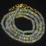 Natural Black Welo Opal Smooth Rondelle Gold Vermeil Necklace 20