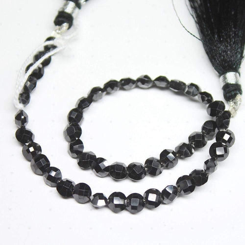 Natural Black Zircon Faceted Coin Beads 4mm 5mm 8inches - Jalvi & Co.