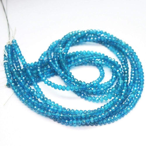 Natural Blue Apatite Faceted Rondelle Beads 4mm 13inches - Jalvi & Co.