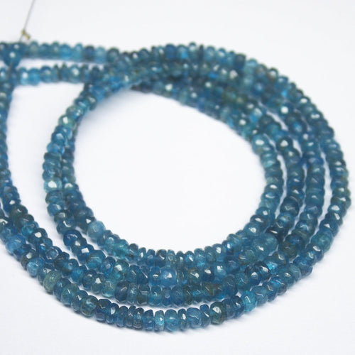 Natural Blue Apatite Faceted Rondelle Beads 4mm 14