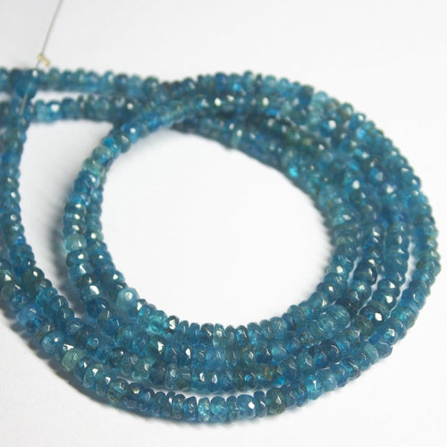 Natural Blue Apatite Faceted Rondelle Beads 4mm 14