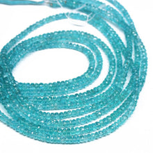 Load image into Gallery viewer, Natural Blue Apatite Faceted Rondelle Loose Gemstone Spacer Beads Strand 13" 4mm - Jalvi &amp; Co.