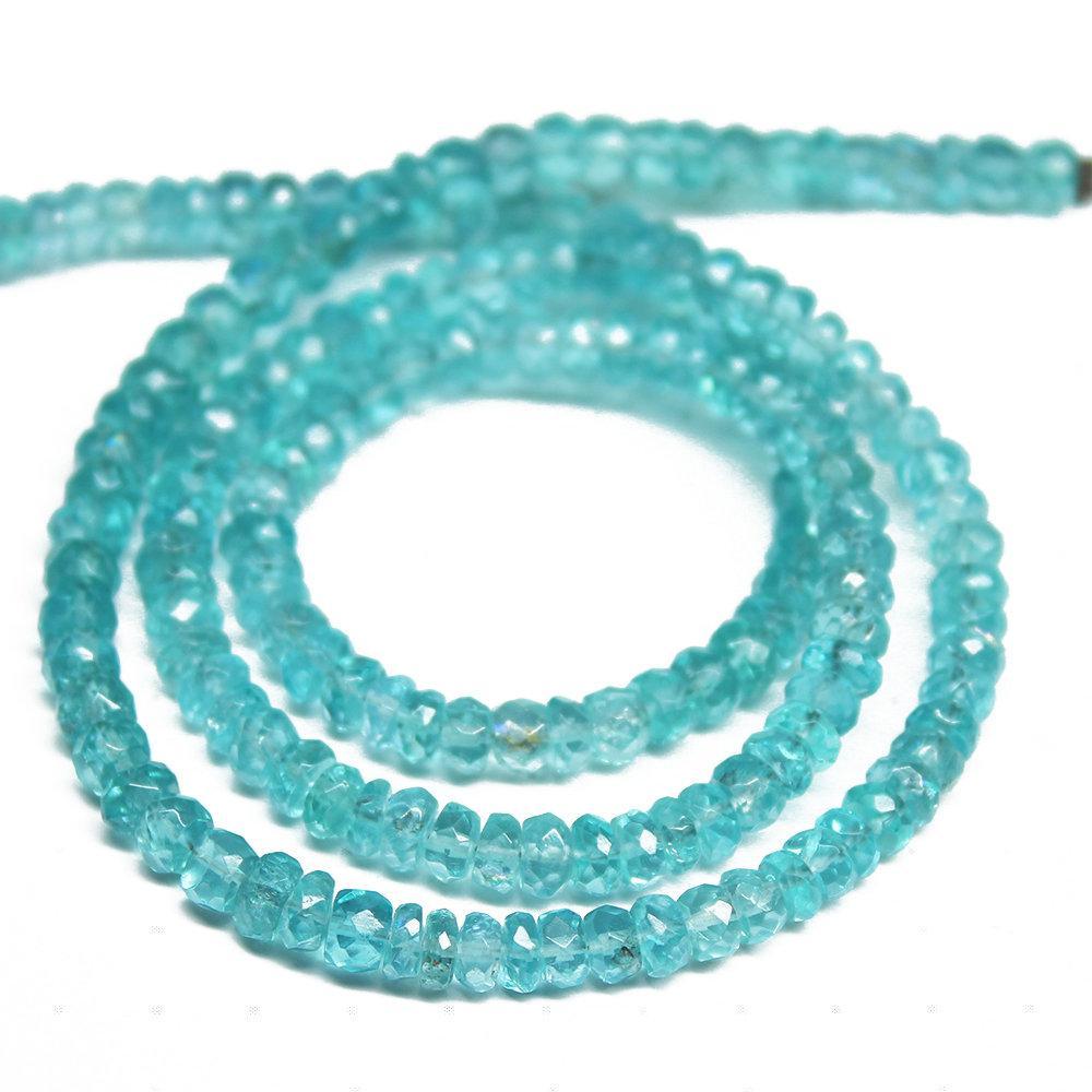 Natural Blue Apatite Faceted Rondelle Loose Gemstone Spacer Beads Strand 13" 4mm - Jalvi & Co.