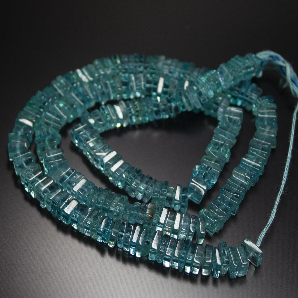 Natural Blue Apatite Smooth Heishi Square Beads 5mm 6mm 16" - Jalvi & Co.