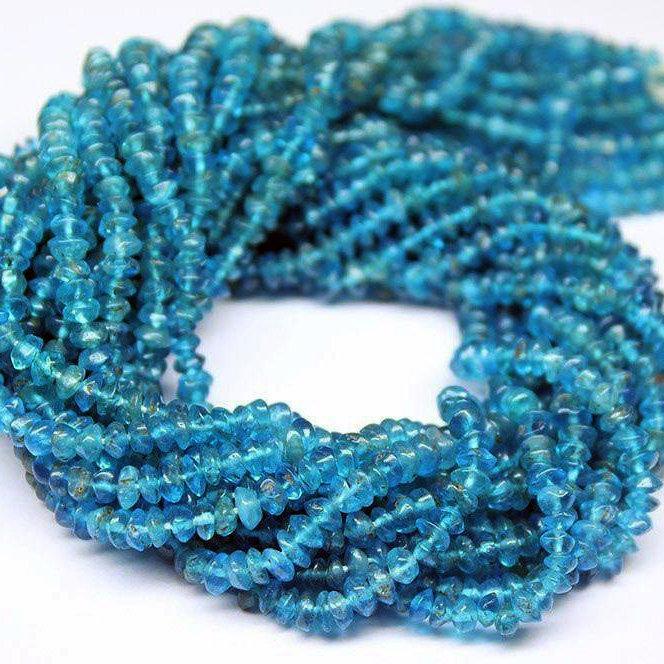 Natural Blue Apatite Smooth Rondelle Beads 3mm 3.5mm 13inches - Jalvi & Co.