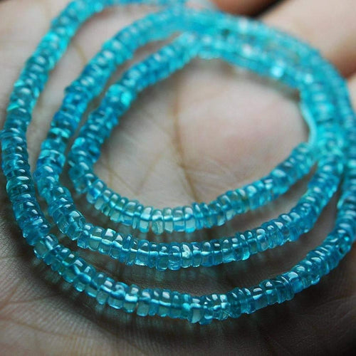 Natural Blue Apatite Smooth Rondelle Beads 6mm 14inches - Jalvi & Co.
