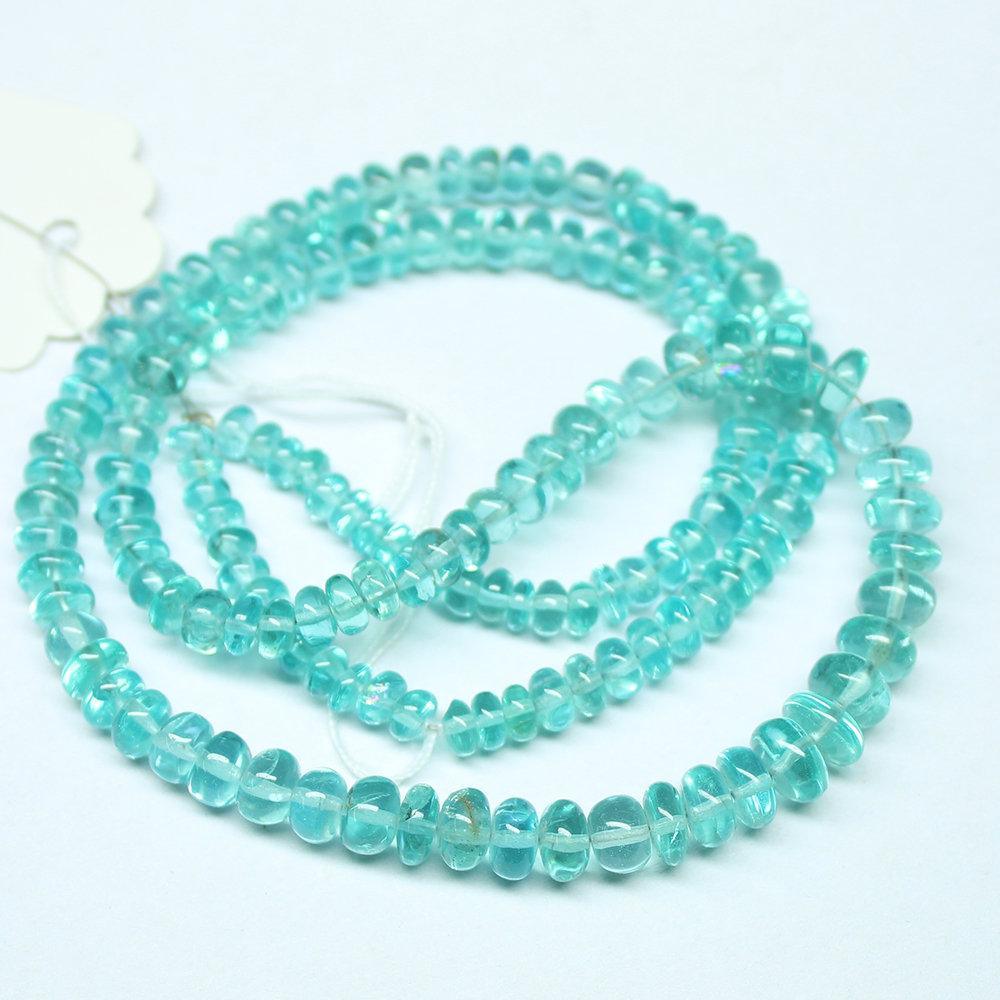 Natural Blue Apatite Smooth Rondelle Loose Gemstone Beads Strand 10" 3mm 6mm - Jalvi & Co.