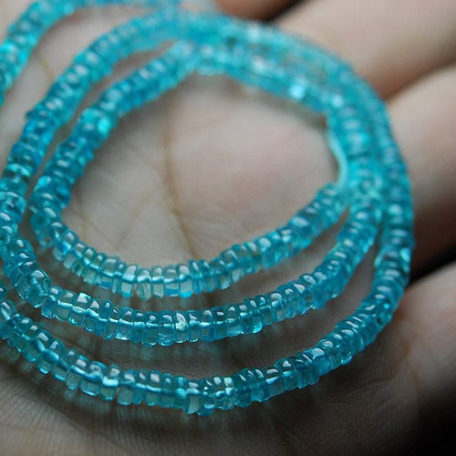 Natural Blue Apatite Smooth Wheel Loose Gemstone Beads Strand 8