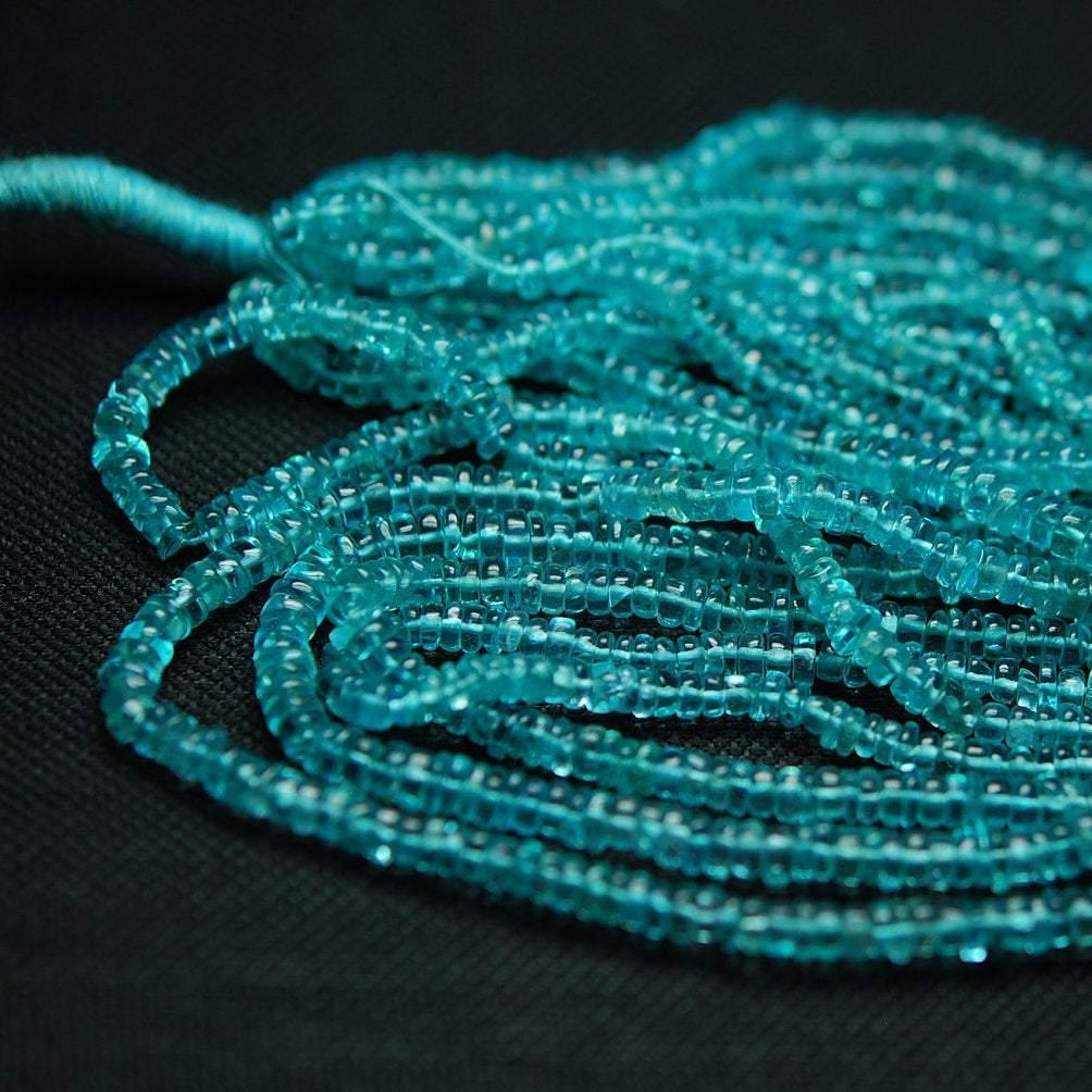 Natural Blue Apatite Smooth Wheel Loose Gemstone Beads Strand 8" 6mm 6.5mm - Jalvi & Co.