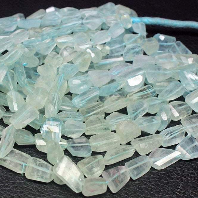 Natural Blue Aquamarine Faceted Nugget Beads 10.5mm 13.5mm 8inches - Jalvi & Co.