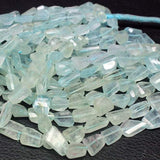 Natural Blue Aquamarine Faceted Nugget Beads 10.5mm 13.5mm 8inches