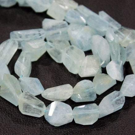 Natural Blue Aquamarine Faceted Nugget Beads 10.5mm 13.5mm 8inches - Jalvi & Co.