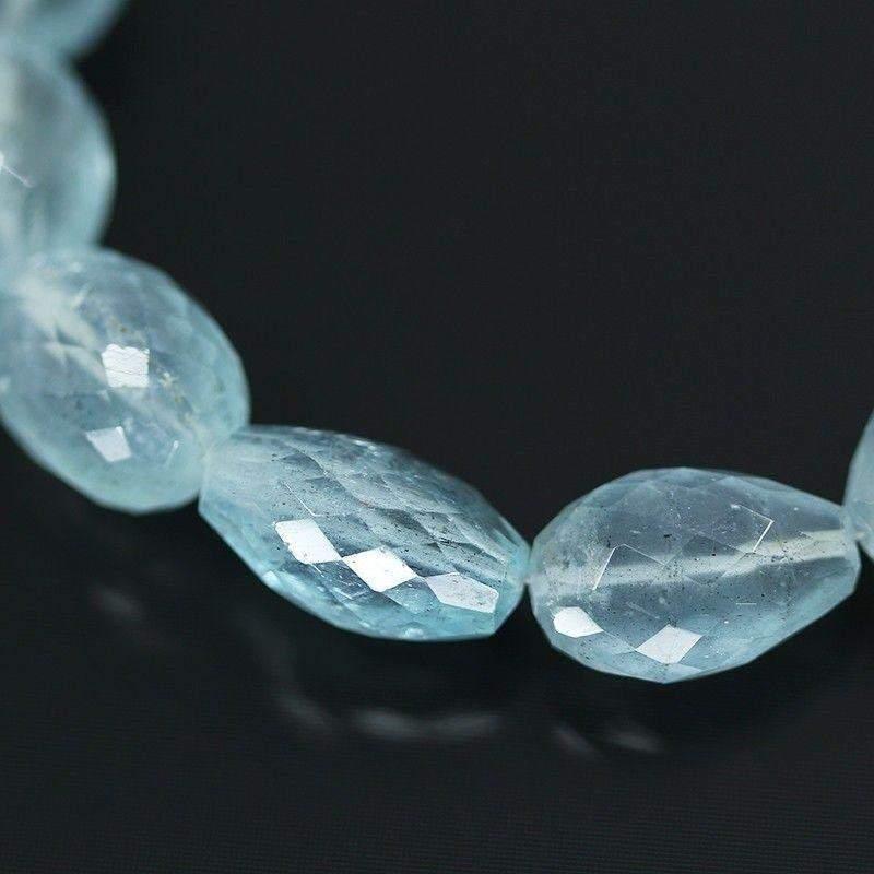 Natural Blue Aquamarine Faceted Nugget Beads 8.5mm 16mm 5inches - Jalvi & Co.