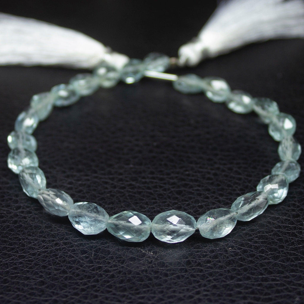 Natural Blue Aquamarine Faceted Oval Cut Gemstone Loose Beads Strand 7mm 10mm 4" - Jalvi & Co.