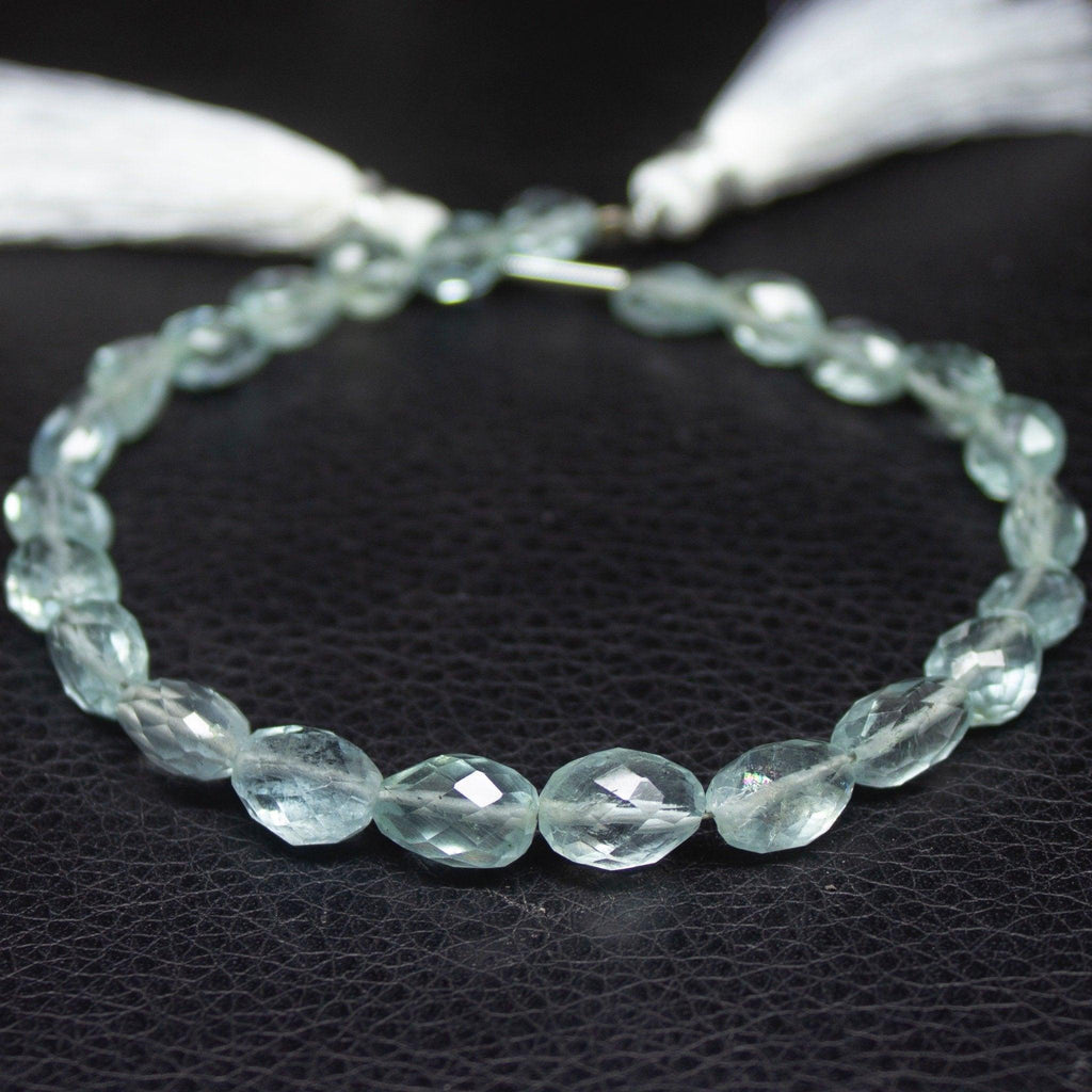 Natural Blue Aquamarine Faceted Oval Cut Gemstone Loose Beads Strand 7mm 10mm 4" - Jalvi & Co.