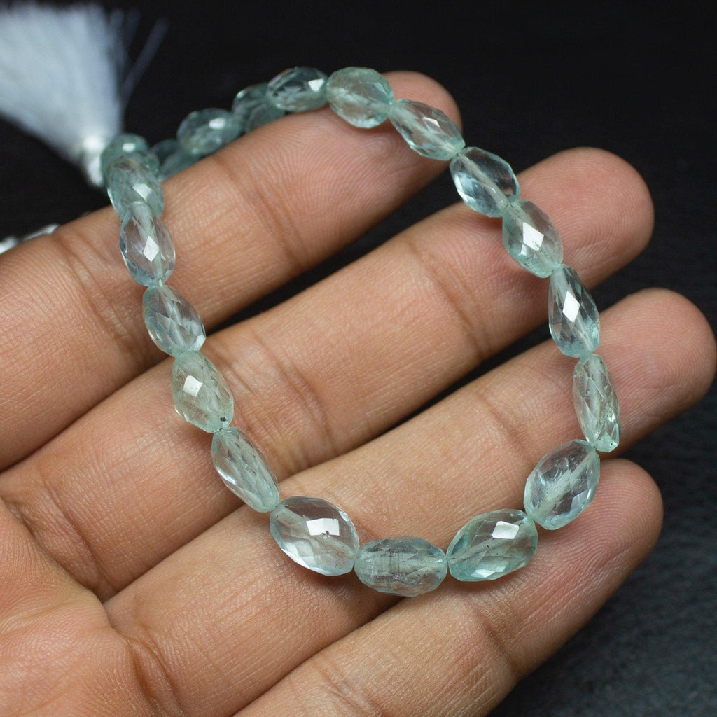 Natural Blue Aquamarine Faceted Oval Cut Gemstone Loose Beads Strand 7mm 10mm 4" - Jalvi & Co.