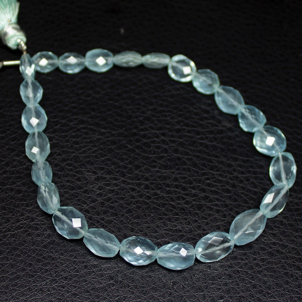 Natural Blue Aquamarine Faceted Oval Cut Gemstone Loose Beads Strand 7mm 11mm 4" - Jalvi & Co.