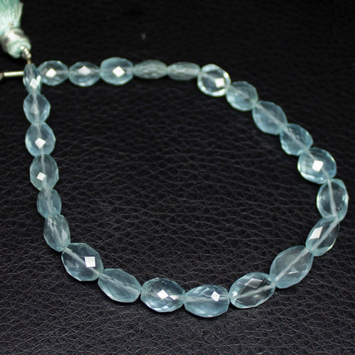 Natural Blue Aquamarine Faceted Oval Cut Gemstone Loose Beads Strand 7mm 11mm 4
