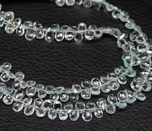 Load image into Gallery viewer, Natural Blue Aquamarine Faceted Pear Drop Beads 6.5mm 7mm 8inches - Jalvi &amp; Co.