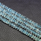 Natural Blue Aquamarine Faceted Rondelle Beads 5.5mm 13inches