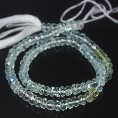 Natural Blue Aquamarine Faceted Rondelle Beads 5mm 5.5mm 12inches - Jalvi & Co.