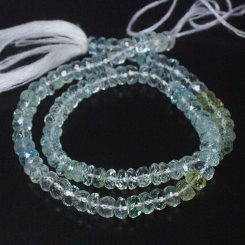 Natural Blue Aquamarine Faceted Rondelle Beads 5mm 5.5mm 12inches - Jalvi & Co.