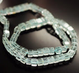 Natural Blue Aquamarine Smooth Box Squre Beads 4mm 4.5mm 16inches