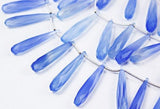 Natural Blue Chalcedony Faceted Briolette Tear Loose Drop Beads 25mm 30mm 8