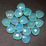 Natural Blue Chalcedony Faceted Heart Drop Briolette Loose Pair Beads 10pcs 14mm