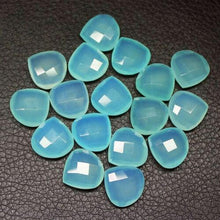 Load image into Gallery viewer, Natural Blue Chalcedony Faceted Heart Drop Briolette Loose Pair Beads 10pcs 14mm - Jalvi &amp; Co.