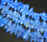 Natural Blue Chalcedony Faceted Marquise Beads 9mm 14mm 7inches