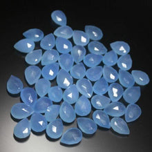 Load image into Gallery viewer, Natural Blue Chalcedony Faceted Pear Drop Briolette Beads 5 Matching Pair 13mm - Jalvi &amp; Co.