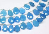 Natural Blue Chalcedony Faceted Pear Drop Briolette Beads Strand 10