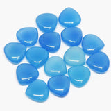 Natural Blue Chalcedony Smooth Heart Briolette Side Drilled Beads 4pc 14mm