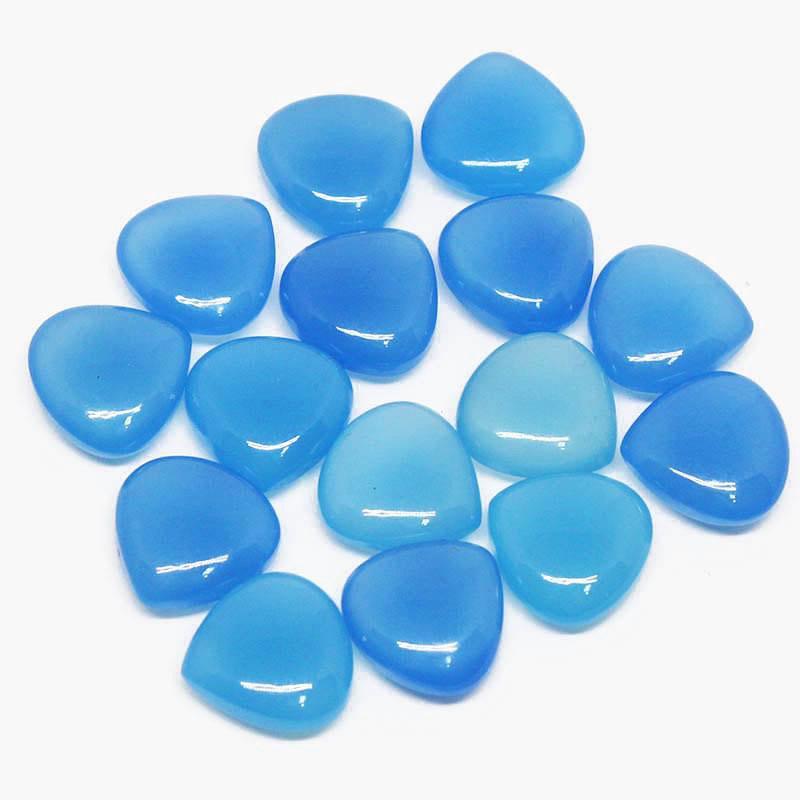 Natural Blue Chalcedony Smooth Heart Briolette Side Drilled Beads 4pc 14mm - Jalvi & Co.