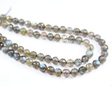 Natural Blue Fire Labradorite Round Cut Loose Faceted Loose Beads Strand 6mm 10