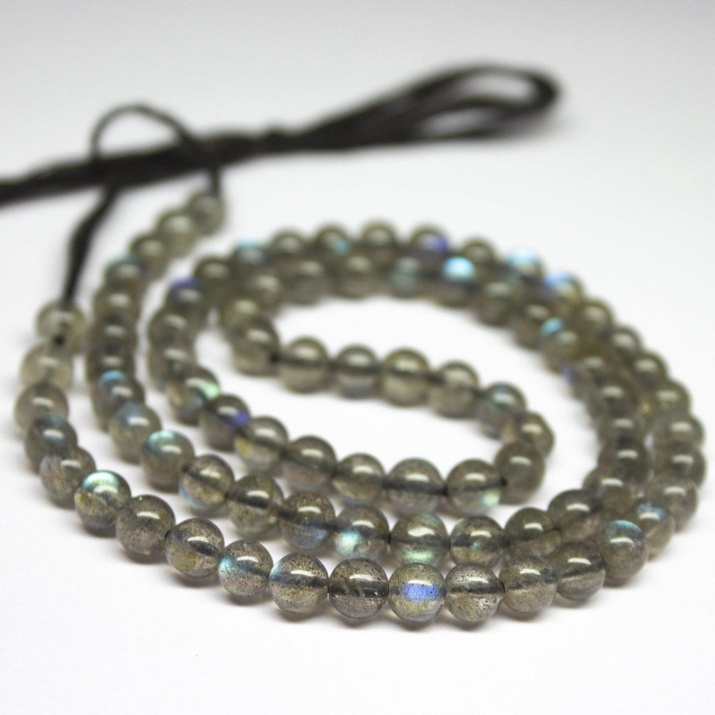 Natural Blue Fire Top Quality Labradorite Transparent Smooth Round Beads 8" 5mm - Jalvi & Co.