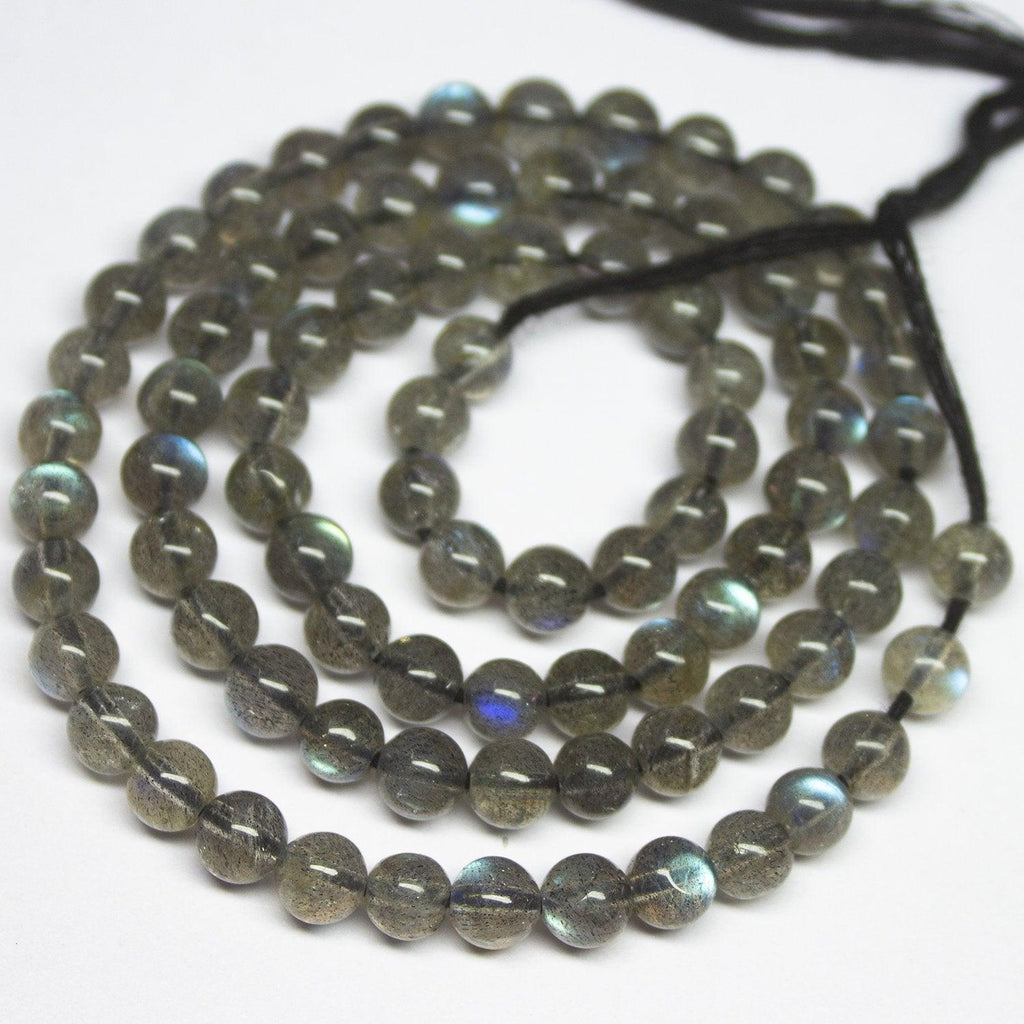 Natural Blue Fire Top Quality Labradorite Transparent Smooth Round Beads 8" 5mm - Jalvi & Co.