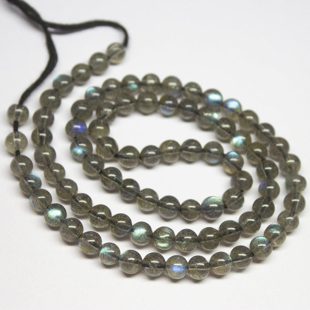 Natural Blue Fire Top Quality Labradorite Transparent Smooth Round Beads 8" 5mm - Jalvi & Co.
